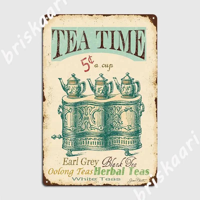 

Vintage Tea Time Sign Metal Sign Wall Decor Garage Club Classic Club Party Tin Sign Poster 20x30cm