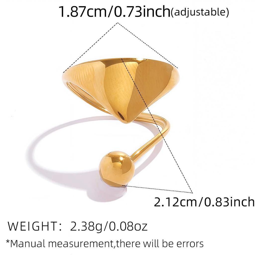 Minimalist Designer 18K Gold Color Plated Geometric Pattern Asymmetric Rings Waterproof Stainless Steel Zircon For Women