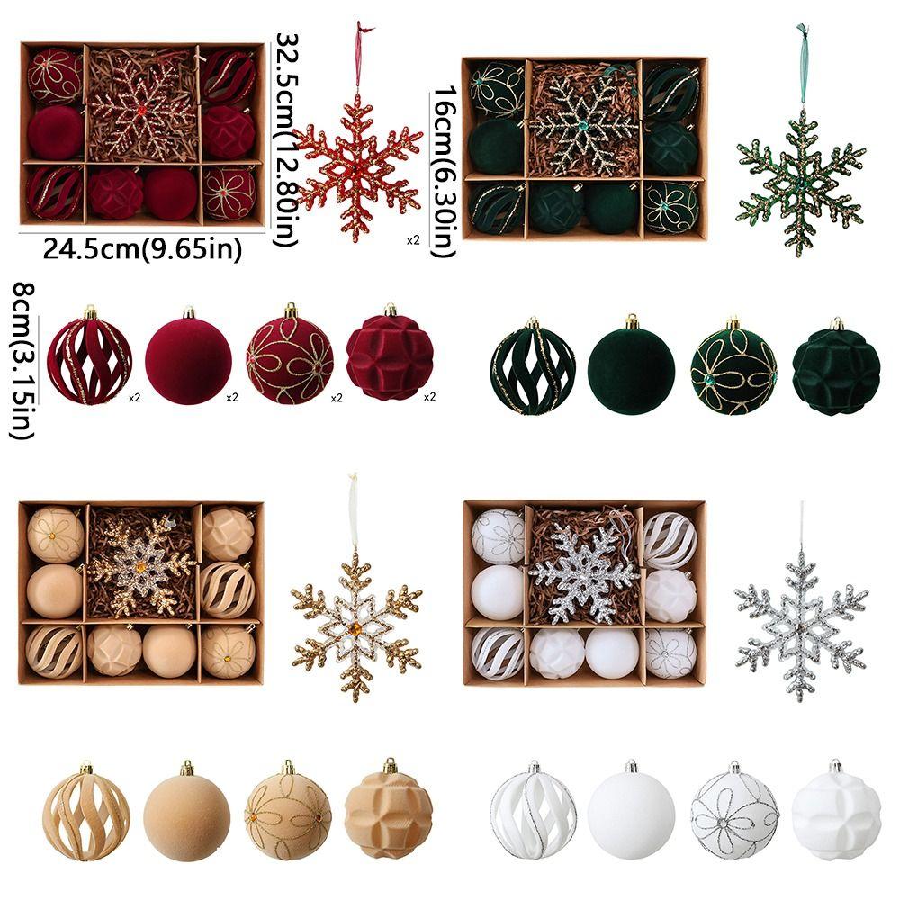 10Pcs Glitter Christmas Baubles Ornament Plastic Christmas Tree Decor Balls Party Decor