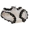 Women's Mid-Waist Lace Mesh Panties with Black Edge and Bow