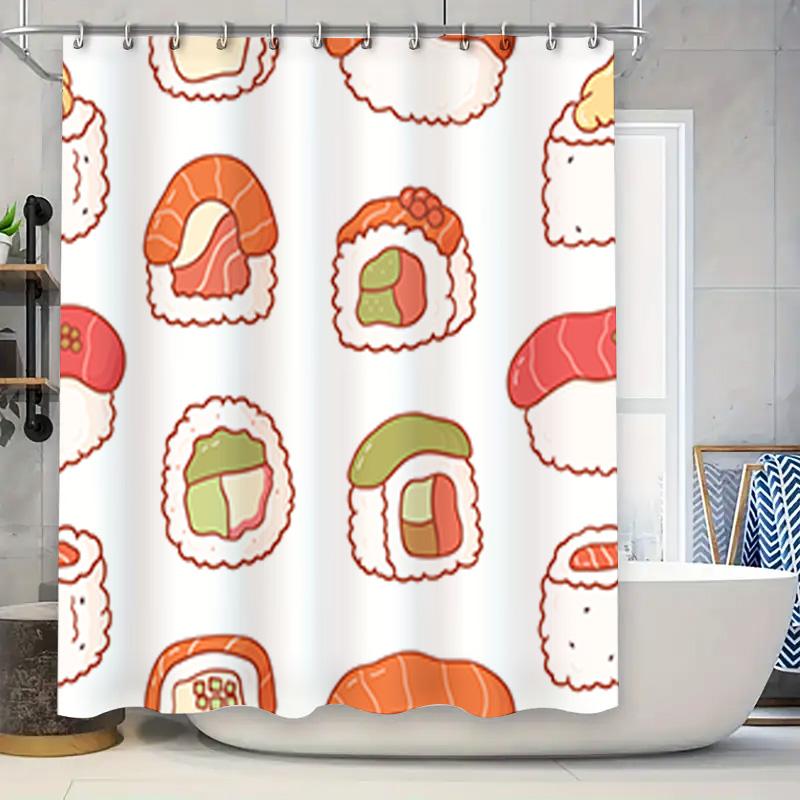

Adorable Sushi-Themed Shower Curtain With Vibrant Colors Perfect Addition For Any Bathroom! W60H190(CM)-1 Pcs