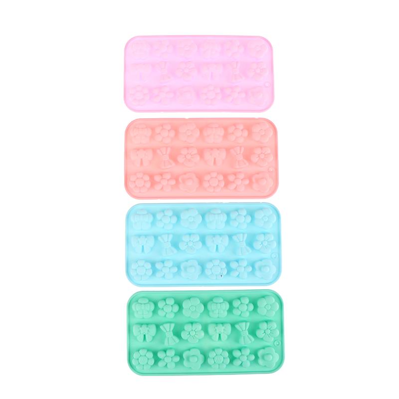 1Pc 18Cavities Flower Bow Tie Silicone Mold Diy Pudding Ice Baking Tools Biscuit Pastry Dessert Fondant Candle Cake Mold