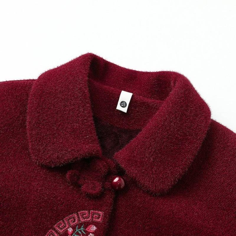 Grandma winter woolen coat plush warm new old man mother mink top old lady clothes