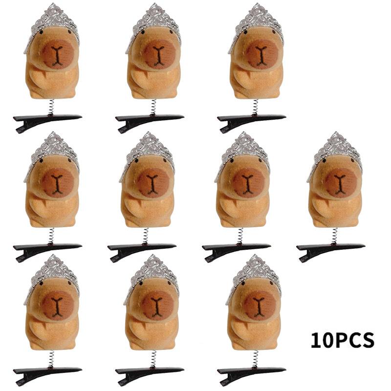 10PCS 3D Capybara Spring Hair Clip Kawaii Animal Hairpin Cartoon Cute Plush Hairpin Duckbill Clips Bangs Clips Hair Accessories
