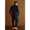 Gray Front Zipper Long Sleeve Fleece Men's Pajama Set