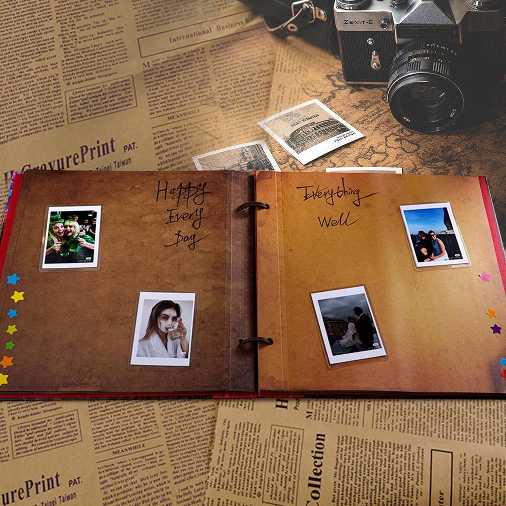 12inch Photo Album Self Adhesive Scrapbook 60page Diy Vintage Photo Book Kraft Paper Memory Book Ideal For Family Travel Wedding