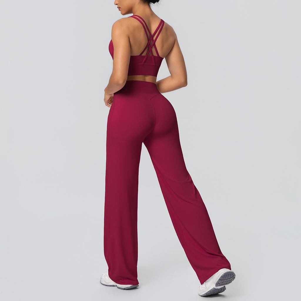 Sexy Sport-BH mit Kreuzrücken & High-Waist Yoga-Hosen Set - Schnelltrocknende Fitnessbekleidung