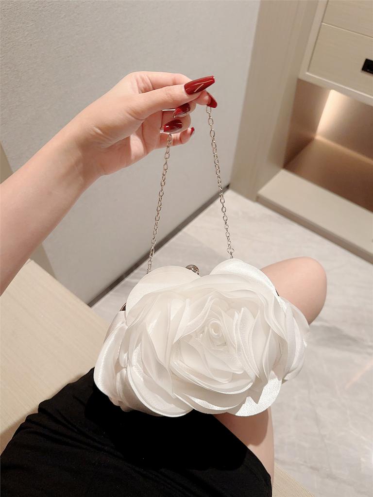 Dinner Bag Flower Clutch Bag White Romantic Wedding Bridesmaid Bag Dress Prom Bag Party Bag