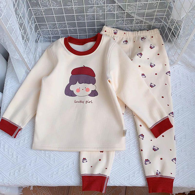 Baby Girl Winter Pajama Set - Warm Printed Long Johns for Toddlers & Kids