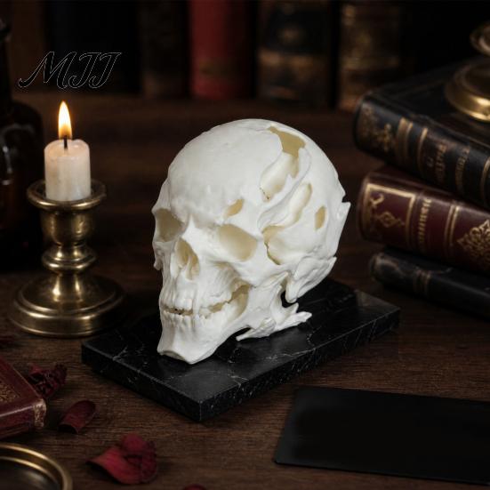 Decorazione Cranio Alieno Ornamento di Halloween, Forma in Resina Sintetica Scultura Figura Dettaglio Osseo Realistico, Ornamento da Tavolo per Feste