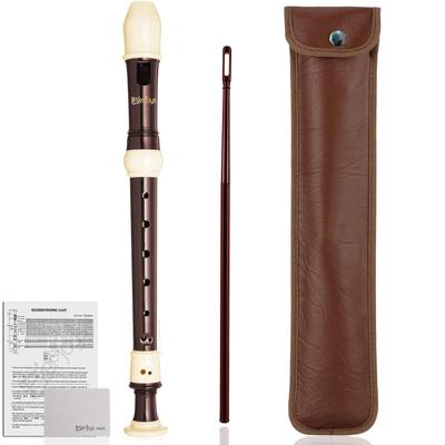 EVERJOYS Soprano Recorder for Beginners, German Style, ABS Resin, C Key, 8 Holes, Detachable Flute (Set of 3), Cleaning Rod, Fingering Chart, Leather