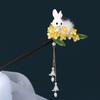 Flower Wooden Hair Stick Rabbit Hanfu Hairpin Antique   For Girl