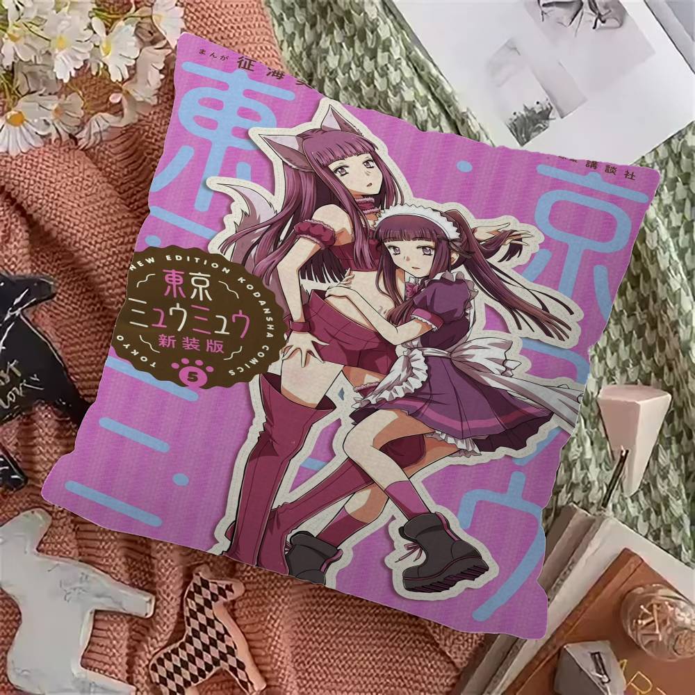 

T-Tokyo Mew Mew Pillowcase toon Gift Cushion Cover Bedroom Home Sofa Chair Seat Decor pillow case 12x12Inch