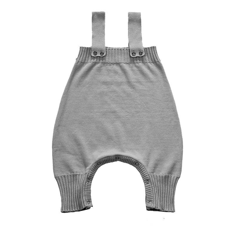 Gestrickte Baumwoll-Baby-Overalls mit offenem Schritt für 0-2 Jahre, Jungen & Mädchen, geeignet für Frühling/Herbst