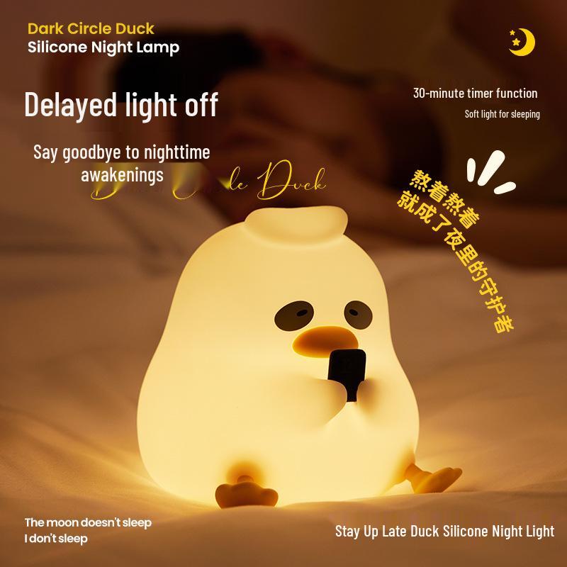 Creative Duck Silicone Rechargeable Night Light - Bedside Atmosphere Lamp and Decorative Gift