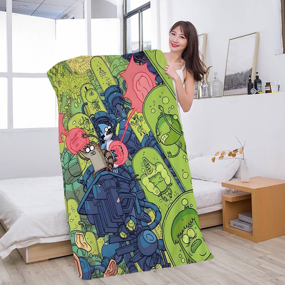R-Regular Cartoon Show Microfiber Printed Beach Towel Mountain Climbing Yoga Beach Swimming Running Absorbent Soft Towel
