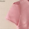 ZANZEA Blusa a Maniche Corte da Donna e Gonne Lunghe Casual Set Completi Due Pezzi