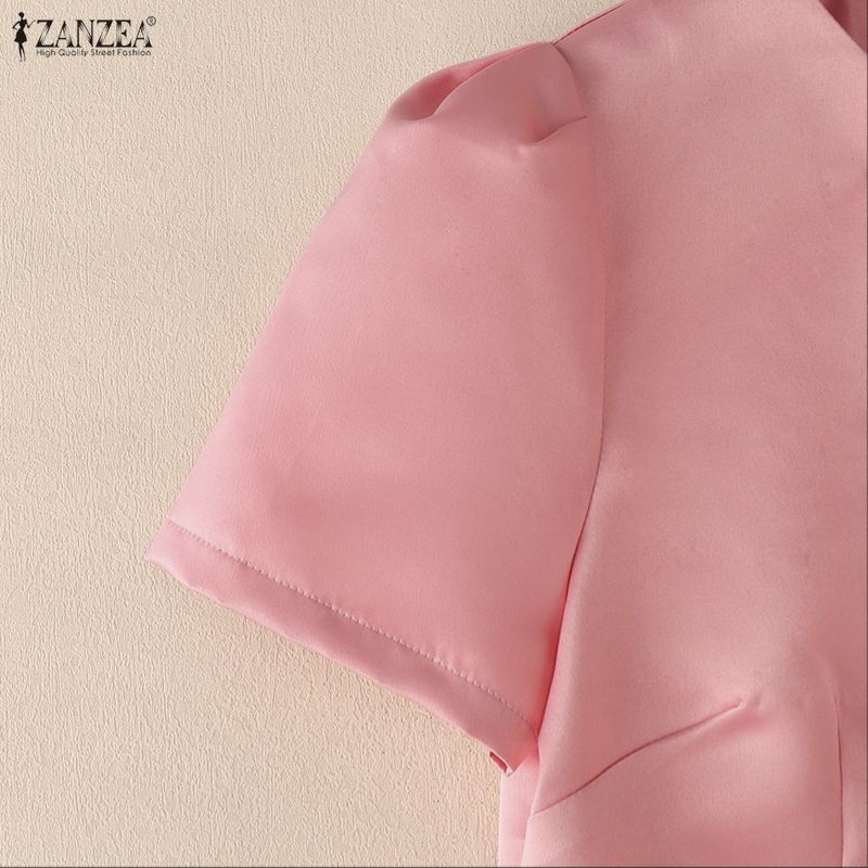 ZANZEA Blusa a Maniche Corte da Donna e Gonne Lunghe Casual Set Completi Due Pezzi