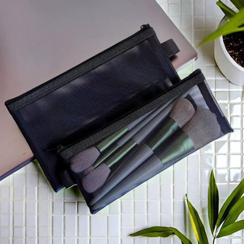 Makeup Pouch Lipstick Makeup Brush Storage Bags Student Color Mesh Pencil Case Ins Travel Cosmetic Organizer