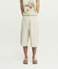Peulomaleul Utility Pocket Vintage 3/4 Length Washed Denim Pants / Ivory
