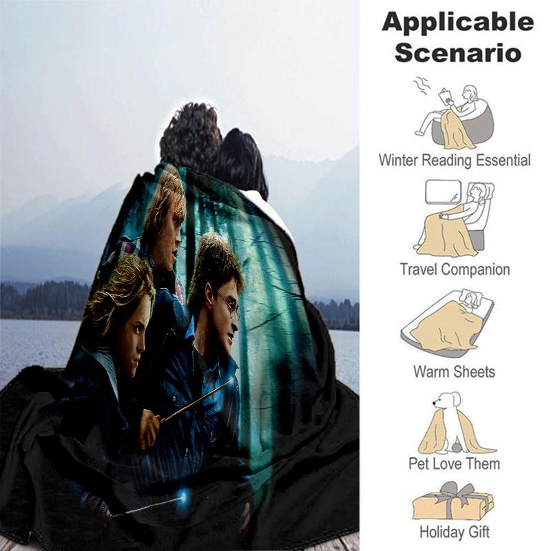 Harry Potter and the Deathly Hallows Part 2 Poster PrintPrint Blanket, Soft Blanket For Sofa Office Bed And Travelling Daughter Birthday Gif