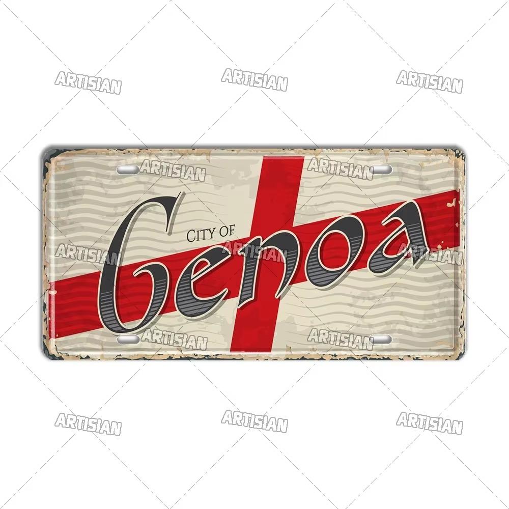 Artisian Italy City State Travel Car Plate Province Metal Sign Landmark License Plate Decorative Tin Plaque Wall Decor Piece