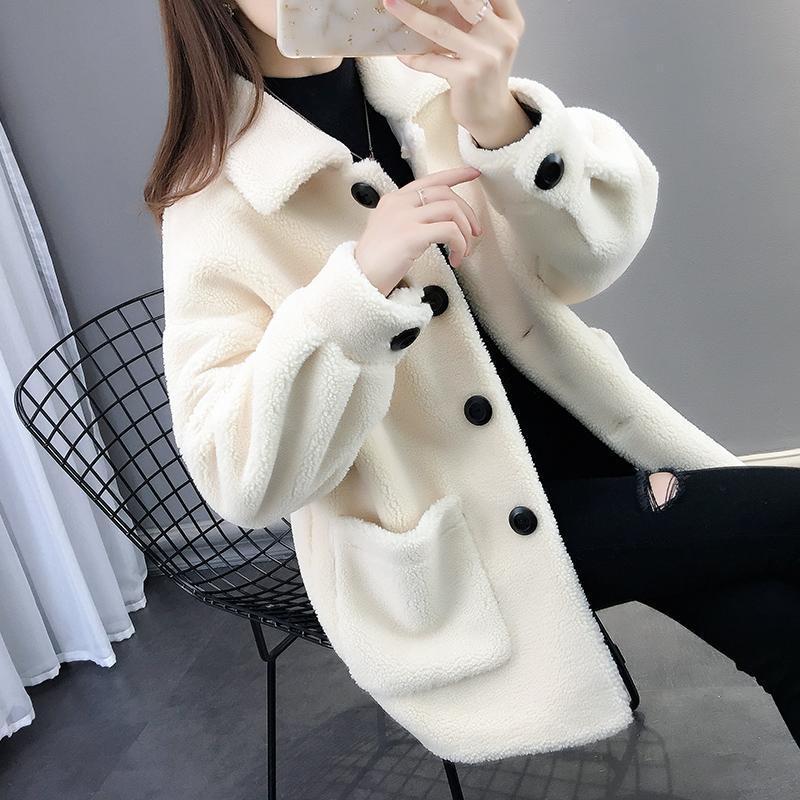 Women's Lambswool Coat: 2025 Autumn/Winter Korean-Style Loose Cardigan, Thickened Trendy Fleece