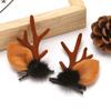 Japanese & Korean Style Flocked Coral Antler Ears Hair Clip for Christmas Photo Shoots