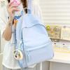 Schoolbag Schoolbag for Girls Junior High School Students Solid Color Simple and Versatile Design Sense Japanese High School Students Female College