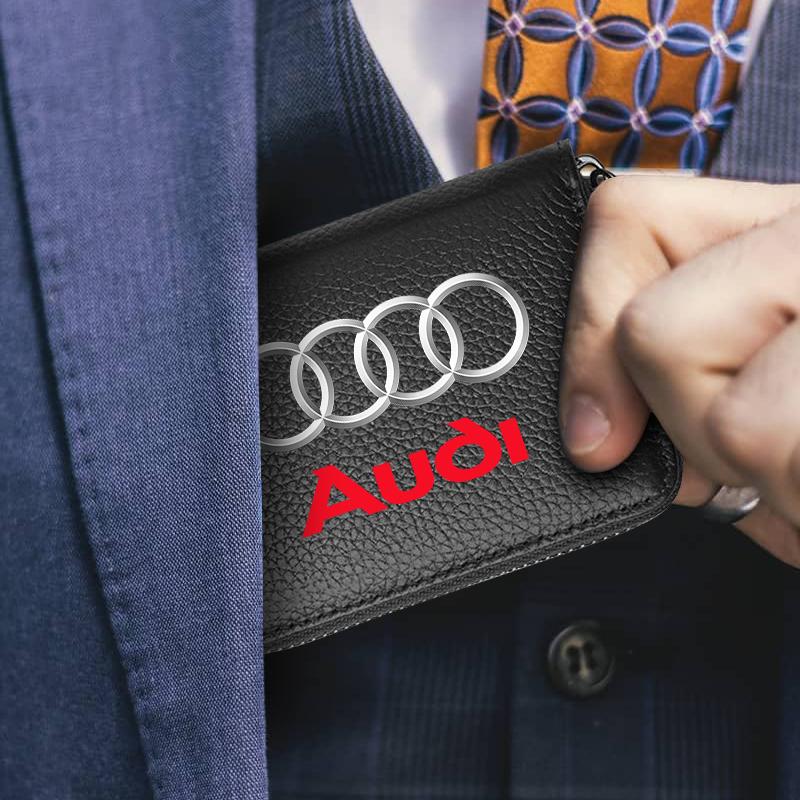 Leather Car Driver's License ID Card Bank Card Wallet Car Styling For Audi TT Q3 Q5 Q7 Q8 B5 B6 B7 B8 B9 Q7 8P 8V 8L A3 A4 A5 A6 A7 A8 8L R8