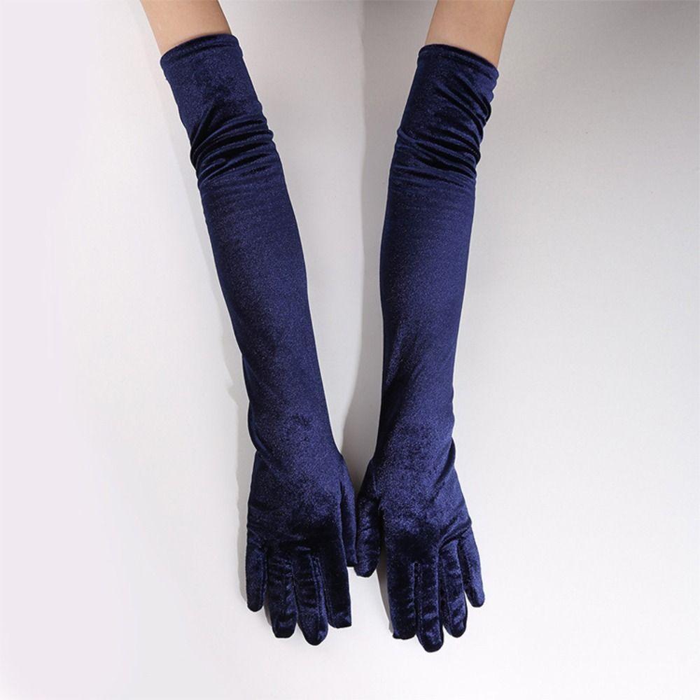 Solid Color Velvet Long Gloves 53cm Evening Dress Gloves Bride's Long Mittens  Party Supplies