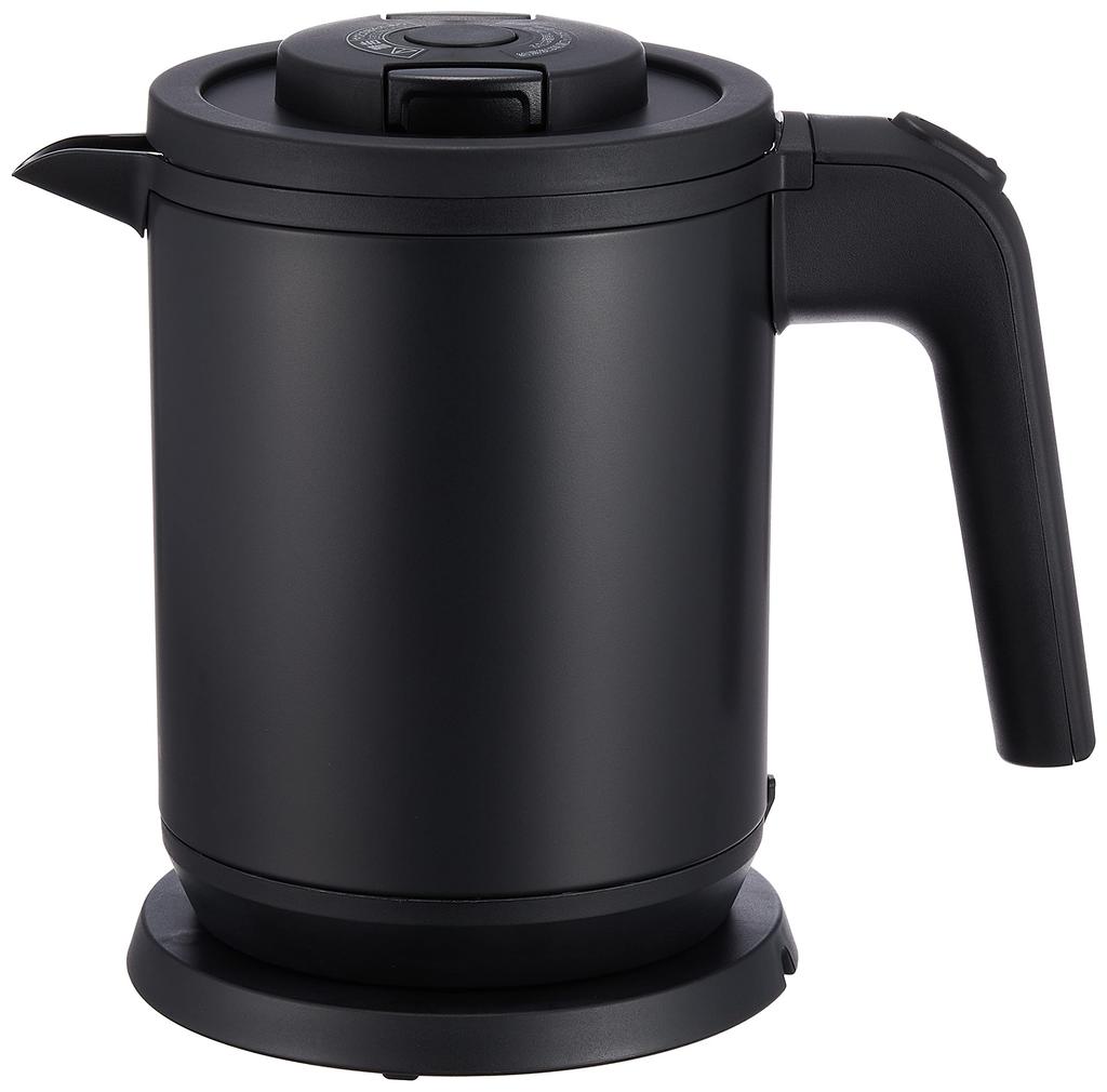 Tiger Corporation (TIGER) Electric Kettle, Stainless Steel, 0.8L, with Spill and Dry Cooking Protection, Steamless, Matte Black, PCK-A080KM