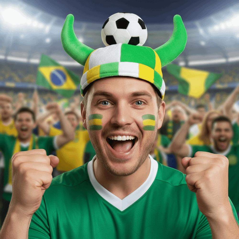 Velvet Carnival Hat Football Themed Colorful Soccer Hat Sports Style Fully Enclosed Festive Party Cap