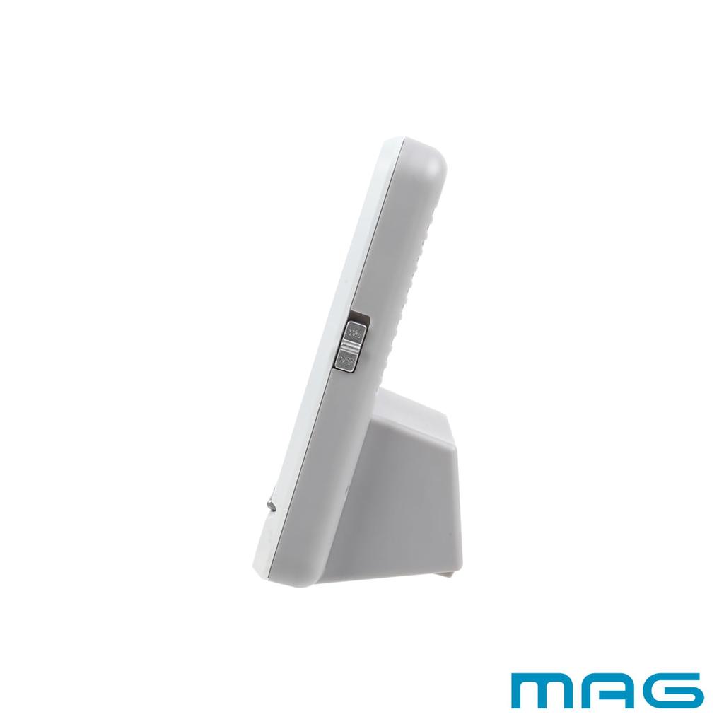 MAG Alarm Table Electronic White Noah Precision Clock, Clock, Digital, Radio-Controlled Clock, Thermometer, Hygrometer, Thermo-Hygrometer, Calendar,