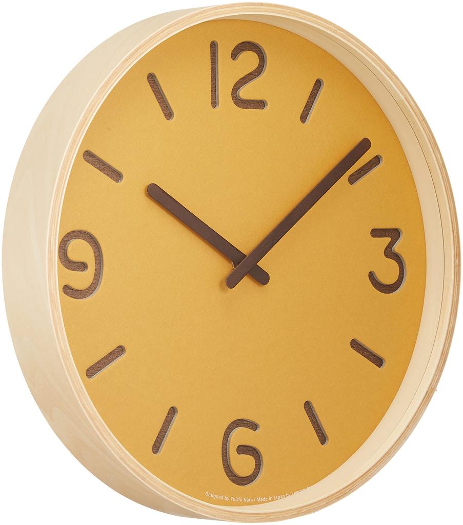 Lemnos Wall Clock Analog Thomson Paper Yellow Natural Wood THOMSON PAPER YE Lemnos Diameter Thickness NY18-15 (Saffron) 30.5cm 5.2cm