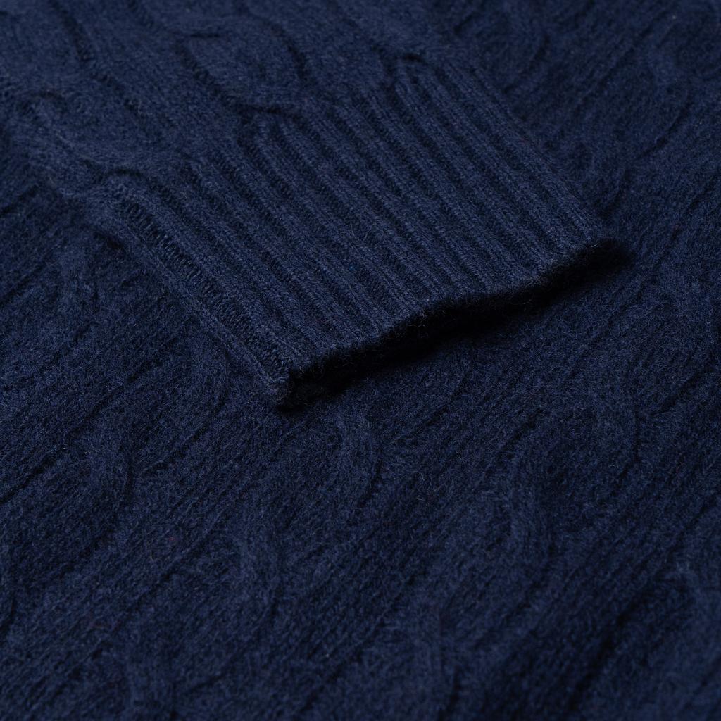 Polo Ralph Lauren FW22 Solid Logo Embroidered Cable Knit Cashmere Sweater Men sweater Navy 710876762-002