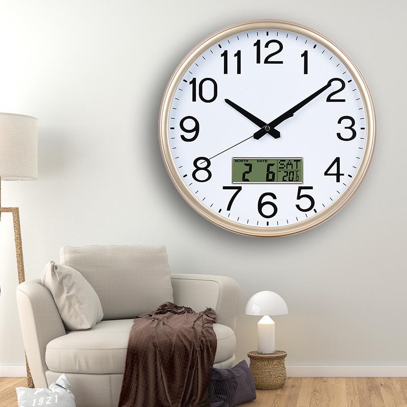 Silent Large Wall Clock with Creative Design for Living Room - Hole-Free Hanging