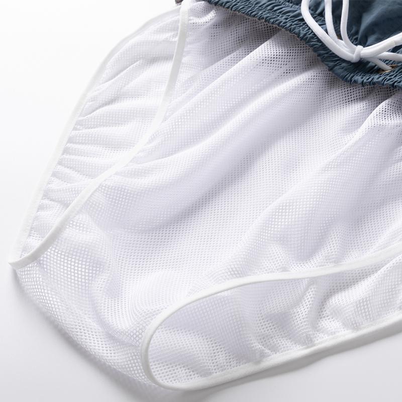 Men's Blue White Stripe Casual Shorts – Elastic Drawstring Waist Nylon Shorts for Summer Daily & Streetwear
