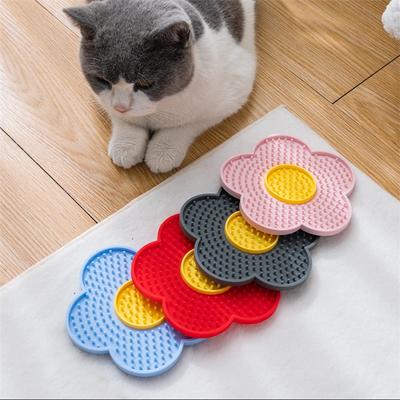 Haustierbedarf Katze Leckmatte Pentagramm Sonnenblumenform Silikon Hunde Leckplatte Niedliches Haustier langsames Lecken Matte Hundenapf Katzennapf
