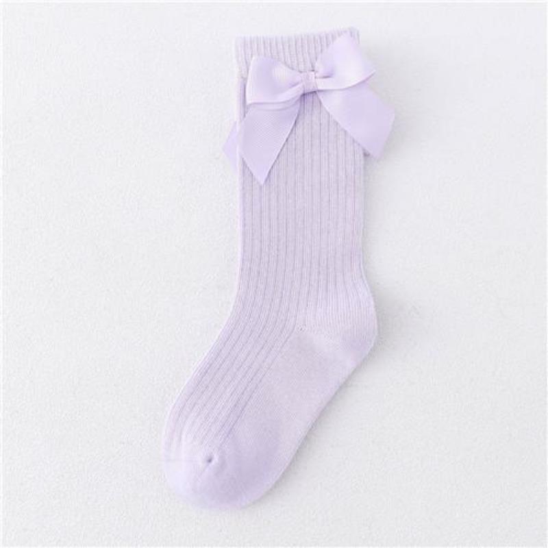 Solid Children Socks With Bows Cotton Baby Girls Socks Soft Toddlers Long Socks For Kids Princess Knee High Socks for Girls 2022 New Spring Autumn
