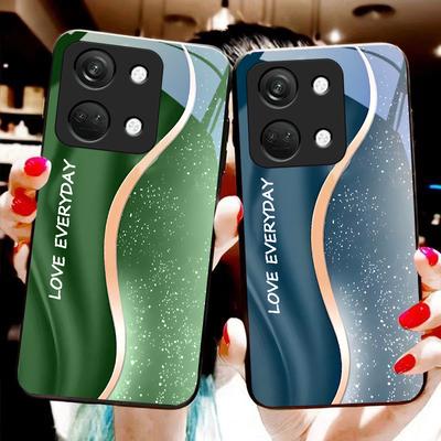 Sametový modrý přechod Pro OnePlus Nord 3 5 6T 7 Pro 8 12 10T Reno8 Lite 5G 10R Nord N30 Pouzdro Tvrzené sklo Kryt telefonu Černý