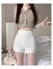 2024 Women's High Waist White Booty Shorts - Summer Elastic Leggings