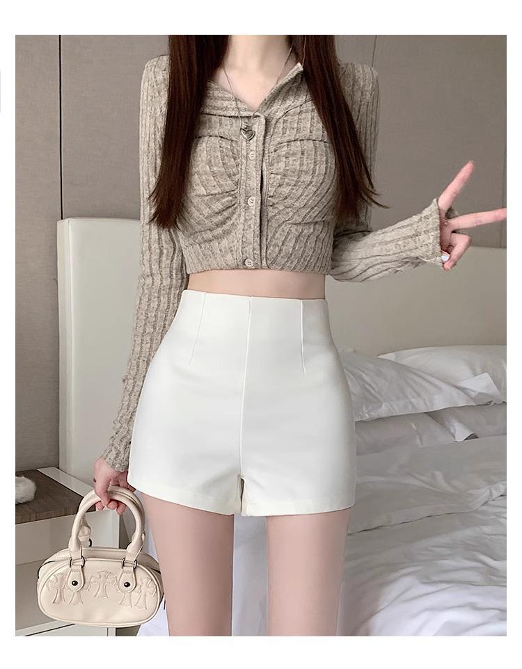 2024 Women's High Waist White Booty Shorts - Summer Elastic Leggings