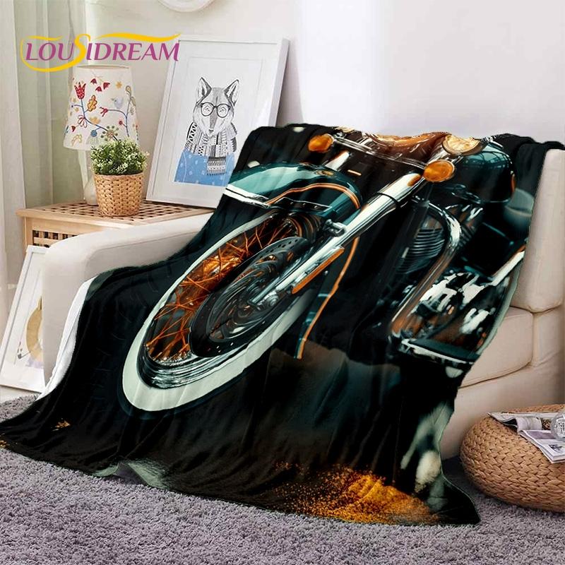 Motocross Modern Retro Motorcycle Soft Blankets,Keep Warm Throw Blanket Comfortable Blanket for Picnic Beds Sofa Home Bedroom