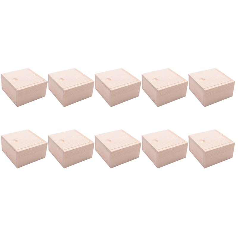 ABWR-10X Small Plain Wooden Storage Box Case For Jewellery Small Gadgets Gift Wood Color
