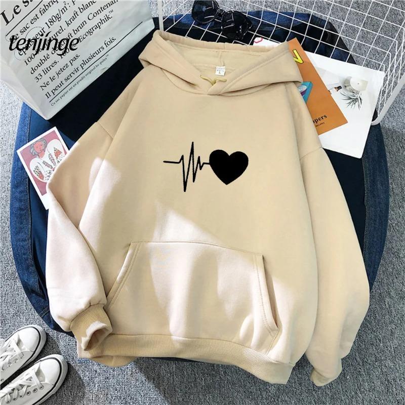 Loose Oversized Hooded Sweatshirt for Women, Wool Printed Sweatshirt, Comfortable Casual Streetwear, Fashionable
