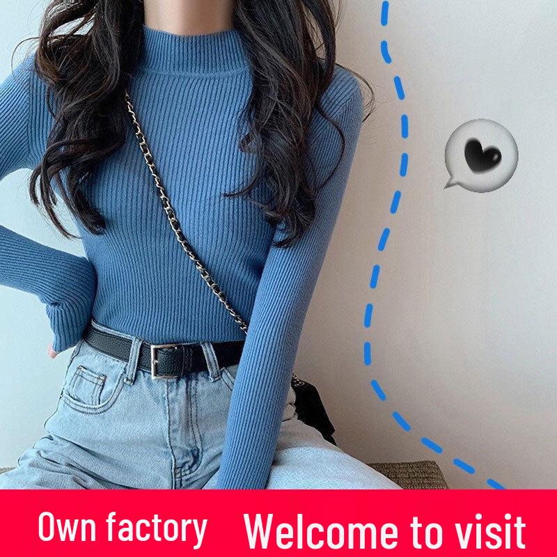 

Women s Slim Fit Half Turtleneck Knit Sweater - Long Sleeve, Autumn/Winter Style One Size [40-60 kg]