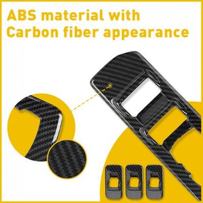 Window Lift Adjust Panel Switch Trim Cover for Ford F150 15-19 Carbon Fibe Grain