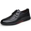 Mens Genuine Leather Casual Shoes Middle-Aged Senior Round Toe Breathable Non-Slip Rubber Sole Lace-Up Comfortable