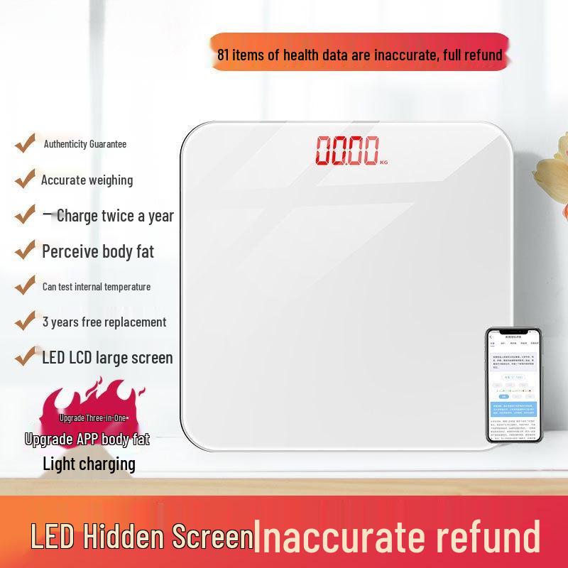 Rechargeable Smart Bathroom Scale for Women - Durable Electronic Body and Fat Scale